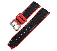 GANYUU Correa de reloj impermeable de goma fluorada de 22 mm y 23 mm, apta para Blancpain 5000 5015 Cincuenta Fathoms CITIZEN negro, blanco y rojo, 23mm, Ágata