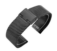 GANYUU Correa de reloj milanesa Universal de 18mm, 20mm, 22mm y 24mm, pulsera de repuesto de malla de acero inoxidable, correas de reloj(BLACK,24mm)