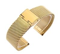 GANYUU Correa de reloj milanesa Universal de 18mm, 20mm, 22mm y 24mm, pulsera de repuesto de malla de acero inoxidable, correas de reloj(GOLD,24mm)