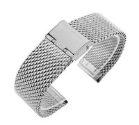 GANYUU Correa de reloj milanesa Universal de 18mm, 20mm, 22mm y 24mm, pulsera de repuesto de malla de acero inoxidable, correas de reloj(SILVER,20mm)