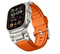 GANYUU Correa de reloj Para Ultra 2/Ultra Band 49 mm/45 mm/44 mm/42 mm para hombres, FKM Bandas resistentes Correa de repuesto deportiva militar para SE2/SE/9/8/7/6/5/4/3/2/1(Orange)