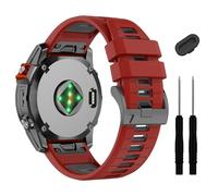 GANYUU Correa de reloj Quickfit Fenix 7X 6X Pro 5X Plus de 26 mm, correa de silicona suave para Garmin Enduro 2/Descent MK2i/MK3i 51 mm/Tactix 7Pro/Epix Pro 51 mm(Red Dark Grey)