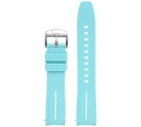 GANYUU Correa de reloj Universal de 20mm, correa de reloj de goma de liberación rápida para hombres y mujeres, correas de reloj con extremo curvado(Light blue white)