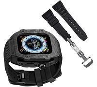 GANYUU Correa de silicona de fibra de carbono para Apple Watch Ultra 8 7 6 5 4 SE de 49 mm, 44 mm, 45 mm, accesorios de correa deportiva a rayas, 49mm, Ágata