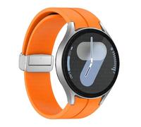 GANYUU Correa de silicona original para Samsung Galaxy Watch 6 Cassic 43 mm 47 mm 5pro 45 mm reloj Fe 4 5 6 7 40 44 mm Pulsera de hebilla magnética Banda de vigilancia(Orange-S,Watch 7 40 44)