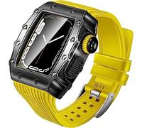 GANYUU Correa de silicona para Apple Watch 8/7/6/5/4/SE de 45 mm, 44 mm, 41 mm, 40 mm, marco de metal, accesorios de pulsera de silicona deportiva, 44MM, Ágata