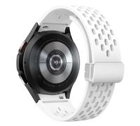 GANYUU Correa de silicona para Samsung Galaxy Watch 7, 6, 5, 4, 40mm, 44mm, 5Pro, 45mm, hebilla magnética, 6 Classic, 43mm, 47mm, pulsera sin espacios(White-S,Watch 4 5 6 7 44MM)