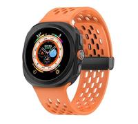 GANYUU Correa de silicona para Samsung Galaxy Watch Ultra 47mm, Correa deportiva magnética sin huecos, pulsera para Samsung Galaxy Ultra 47(Orange)