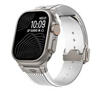 GANYUU Correa de silicona suave para Apple Watch Ultra 2 1 49mm S10 46mm Series10 9 8 7 41 45mm Banda de silicona para IWatch 6 5 4 Se 42mm 44mm Correas de reloj para hombre(Ti white)