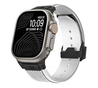 GANYUU Correa de silicona suave para Apple Watch Ultra 2 1 49mm S10 46mm Series10 9 8 7 41 45mm Banda de silicona para IWatch 6 5 4 Se 42mm 44mm Correas de reloj para hombre(B white)