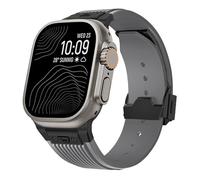 GANYUU Correa de silicona suave para Apple Watch Ultra 2 1 49mm S10 46mm Series10 9 8 7 41 45mm Banda de silicona para IWatch 6 5 4 Se 42mm 44mm Correas de reloj para hombre(B gray)