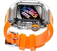 GANYUU Correa de silicona transparente para reloj Apple Watch 8, 7, 6, 5, 4 SE, kit de funda deportiva, para iWatch de 44 mm, 45 mm, accesorios de repuesto para reloj, 45mm, Ágata