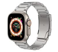 GANYUU Correa de titanio para Watch Band 49 mm 45 mm 44 mm 42 mm IWatch Ultra2 Ultra SE 2 SE Series 9 8 7 6 5 4 3 2 1, correa de reloj de repuesto de titanio con cierre plegable(Silver)