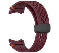 GANYUU Correa magnética de 20mm para Samsung Galaxy Watch 4 5 Pro 6 7 7LTE 44mm 40mm Watch4/6 banda clásica de silicona sin huecos Correas(Wine Red,Watch 6 40 44)