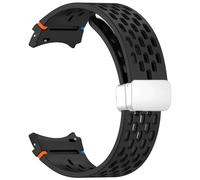GANYUU Correa magnética de 20mm para Samsung Galaxy Watch 4 5 Pro 6 7 7LTE 44mm 40mm Watch4/6 banda clásica de silicona sin huecos Correas(BlackS,5Pro 45mm)