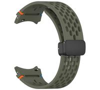 GANYUU Correa magnética de 20mm para Samsung Galaxy Watch 4 5 Pro 6 7 7LTE 44mm 40mm Watch4/6 banda clásica de silicona sin huecos Correas(AGreen,Watch 4 40 44)