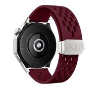 GANYUU Correa magnética de silicona de 18, 20 y 22mm para Huawei Watch GT 5, 46mm, 41mm, Correa deportiva transpirable para Huawei GT5 Pro GT4 GT3 GT2(S-Wine red,20mm)
