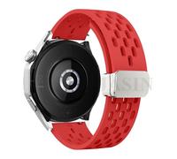 GANYUU Correa magnética de silicona de 18, 20 y 22mm para Huawei Watch GT 5, 46mm, 41mm, Correa deportiva transpirable para Huawei GT5 Pro GT4 GT3 GT2(S-Red,18mm)