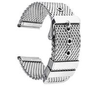 GANYUU Correa milanesa de malla 1,0 para Seiko, Casio, pulsera de reloj de acero inoxidable de 3mm de espesor, correas de reloj de 18/20/22/24mm(C-1.0 Silver,20mm)