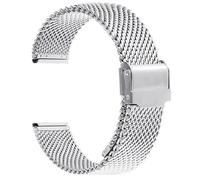 GANYUU Correa milanesa de malla 1,0 para Seiko, Casio, pulsera de reloj de acero inoxidable de 3mm de espesor, correas de reloj de 18/20/22/24mm(Silver,24mm)