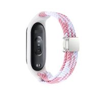 GANYUU Correa trenzada para la banda Xiaomi Mi Band 8 Pulsera de hebilla magnética de vigilancia de bucle de bucle de nylon elástico para Miband 8 NFC Watchands(Pink white,For Miband 8)