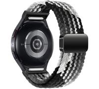 GANYUU Correa trenzada sin huecos para Samsung Galaxy Watch 7 6 5 4 44mm 40mm/5 pro pulsera magnética para Galaxy watch6 watch4 classic 47 43(Black clever,Watch 6 43mm)