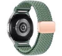 GANYUU Correa trenzada sin huecos para Samsung Galaxy Watch 7 6 5 4 44mm 40mm/5 pro pulsera magnética para Galaxy watch6 watch4 classic 47 43(Olive,Watch 5 pro 45mm)