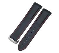 GANYUU Correas de reloj de goma 19mm 20mm 21mm 22mm para correa de reloj deportivo impermeable Omega Seamaster Planet Ocean(Black red,20mm)