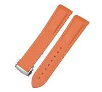 GANYUU Correas de reloj de goma 19mm 20mm 21mm 22mm para correa de reloj deportivo impermeable Omega Seamaster Planet Ocean(Orange white,22mm)