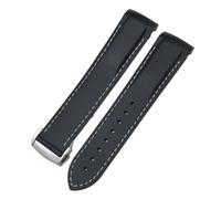 GANYUU Correas de reloj de goma 19mm 20mm 21mm 22mm para correa de reloj deportivo impermeable Omega Seamaster Planet Ocean(Black white,22mm)