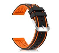 GANYUU Correas de Reloj de Silicona Modelo de buzos Correa de Reloj de Goma de Repuesto 20 mm 22 mm 24 mm 26 mm Línea Impermeable Bicolor Hebilla Plateada para Hombres y Mujeres Deporte(Orange,22mm)