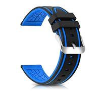 GANYUU Correas de Reloj de Silicona Modelo de buzos Correa de Reloj de Goma de Repuesto 20 mm 22 mm 24 mm 26 mm Línea Impermeable Bicolor Hebilla Plateada para Hombres y Mujeres Deporte(Blue,22mm)