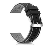 GANYUU Correas de Reloj de Silicona Modelo de buzos Correa de Reloj de Goma de Repuesto 20 mm 22 mm 24 mm 26 mm Línea Impermeable Bicolor Hebilla Plateada para Hombres y Mujeres Deporte(Gray,20mm)