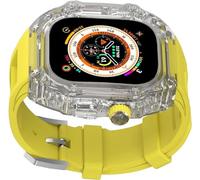 GANYUU Crtstal - Correa de goma transparente de lujo para mujer, para Apple Watch Ultra 8/7/6/5/4/SE de 49 mm, 45 mm, 44 mm, biseles de policarbonato duro, estilo RM, accesorios de correa de muñeca