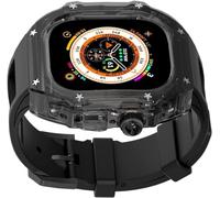 GANYUU Crtstal - Correa de goma transparente de lujo para mujer, para Apple Watch Ultra 8/7/6/5/4/SE de 49 mm, 45 mm, 44 mm, biseles de policarbonato duro, estilo RM, accesorios de correa de muñeca