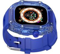 GANYUU Crtstal - Correa de goma transparente de lujo para mujer, para Apple Watch Ultra 8/7/6/5/4/SE de 49 mm, 45 mm, 44 mm, biseles de policarbonato duro, estilo RM, accesorios de correa de muñeca