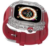 GANYUU Crtstal - Correa de goma transparente de lujo para mujer, para Apple Watch Ultra 8/7/6/5/4/SE de 49 mm, 45 mm, 44 mm, biseles de policarbonato duro, estilo RM, accesorios de correa de muñeca