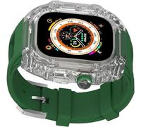 GANYUU Crtstal - Correa de goma transparente de lujo para mujer, para Apple Watch Ultra 8/7/6/5/4/SE de 49 mm, 45 mm, 44 mm, biseles de policarbonato duro, estilo RM, accesorios de correa de muñeca