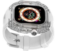 GANYUU Crtstal - Correa de goma transparente de lujo para mujer, para Apple Watch Ultra 8/7/6/5/4/SE de 49 mm, 45 mm, 44 mm, biseles de policarbonato duro, estilo RM, accesorios de correa de muñeca