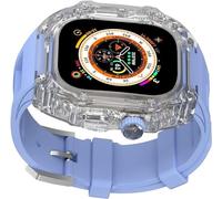 GANYUU Crtstal - Correa de goma transparente de lujo para mujer, para Apple Watch Ultra 8/7/6/5/4/SE de 49 mm, 45 mm, 44 mm, biseles de policarbonato duro, estilo RM, accesorios de correa de muñeca