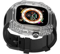 GANYUU Crtstal - Correa de goma transparente de lujo para mujer, para Apple Watch Ultra 8/7/6/5/4/SE de 49 mm, 45 mm, 44 mm, biseles de policarbonato duro, estilo RM, accesorios de correa de muñeca