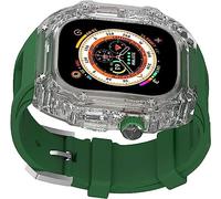GANYUU Crtstal - Correa de goma transparente para reloj Apple Watch Ultra de 49 mm, 8/7/6/5/4/SE de 45 mm, 44 mm, biseles de policarbonato duro para mujer, estilo RM, accesorios de correa de muñeca