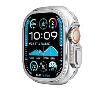 GANYUU Cubierta de metal para Apple Watch Ultra 2 S10 42 mm S10 46 m 49 mm 45 mm Marco de caja Parachoques protector iWatch Series 9 8 7 6 5 SE 44 MM Cambio de bisel a Ultra(Silver,44mm)