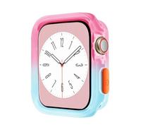 GANYUU Estuche de color caramelo para Apple Watch de 40 mm, 41 mm, 44 mm y 45 mm, protector de silicona suave transparente para iWatch Series 9/8/7/6/5/Se(Rose Blue,40MM 41MM)