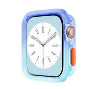 GANYUU Estuche de color caramelo para Apple Watch de 40 mm, 41 mm, 44 mm y 45 mm, protector de silicona suave transparente para iWatch Series 9/8/7/6/5/Se(Gradient Blue,40MM 41MM)