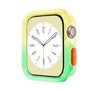 GANYUU Estuche de color caramelo para Apple Watch de 40 mm, 41 mm, 44 mm y 45 mm, protector de silicona suave transparente para iWatch Series 9/8/7/6/5/Se(Yellow Green,40MM 41MM)