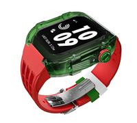 GANYUU Estuche de modificación de reloj transparente de lujo, para Apple Watch de 44 mm, 45 mm, kit de modificación de bricolaje + correa de goma, para Apple Watch Band 45/44 mm SE 8 7 6 5 4 SE, For