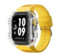 GANYUU Estuche de modificación de reloj transparente de lujo, para Apple Watch de 44 mm, 45 mm, kit de modificación de bricolaje + correa de goma, para Apple Watch Band 45/44 mm SE 8 7 6 5 4 SE, For