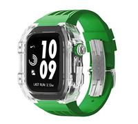 GANYUU Estuche de modificación de reloj transparente de lujo, para Apple Watch de 44 mm, 45 mm, kit de modificación de bricolaje + correa de goma, para Apple Watch Band 45/44 mm SE 8 7 6 5 4 SE, For