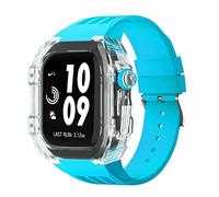 GANYUU Estuche de modificación de reloj transparente de lujo, para Apple Watch de 44 mm, 45 mm, kit de modificación de bricolaje + correa de goma, para Apple Watch Band 45/44 mm SE 8 7 6 5 4 SE, For